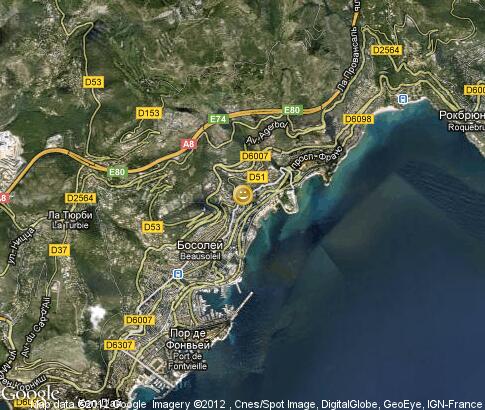 map: Helicopter trip to Monaco