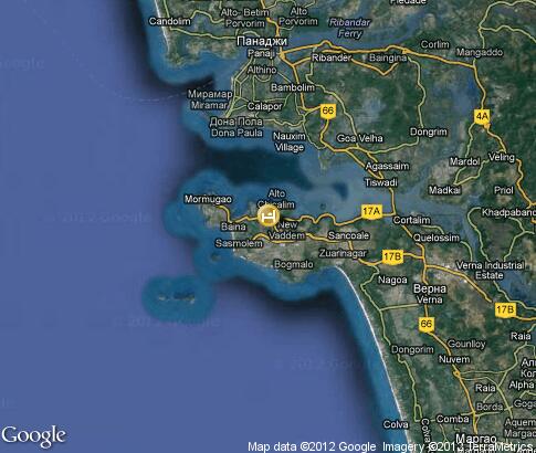 map: Hotels in Goa