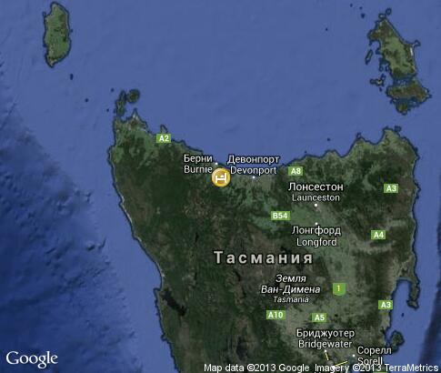 карта: Гостиницы Тасмании