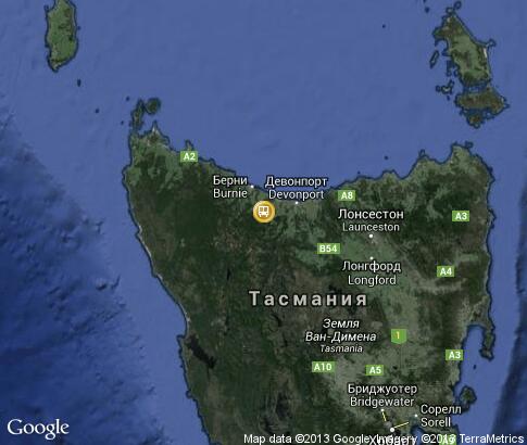 map: International Transport of Tasmania