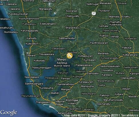 карта: Заводи Керала