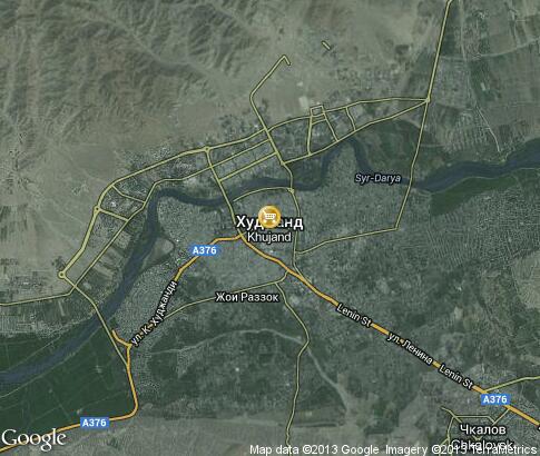 map:  Panshanbe market in Khujand