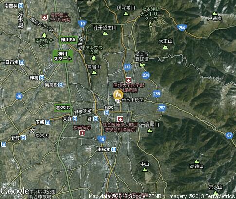 map: Nothern Alps in Matsumoto