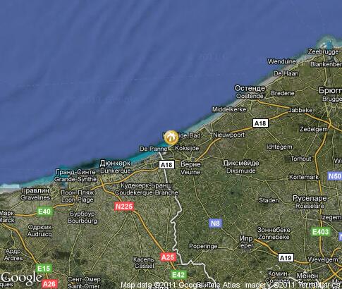 карта: Морские курорты Бельгии