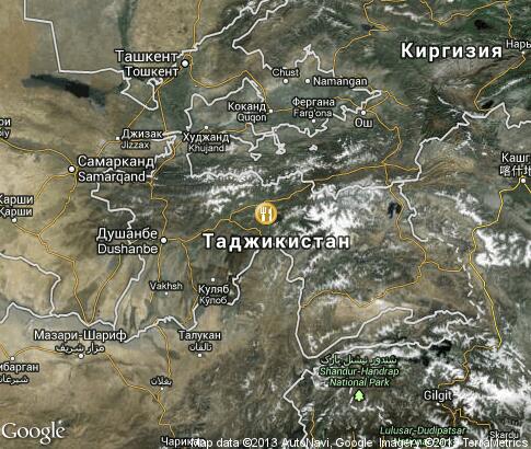 map: Teahouses on streets of Tajikistan