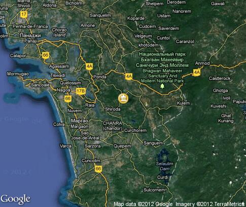 map: Temples in Goa