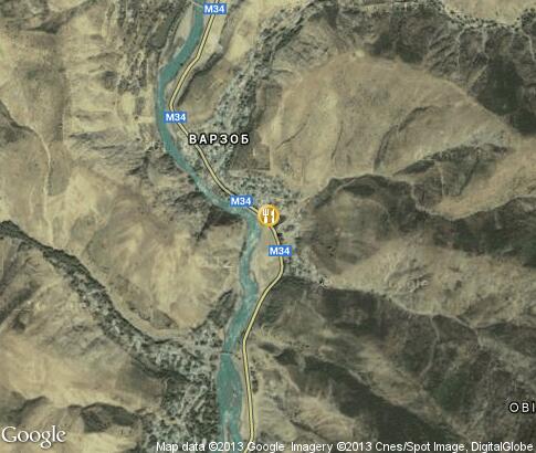 карта: Зоны отдыха на реке Варзоб