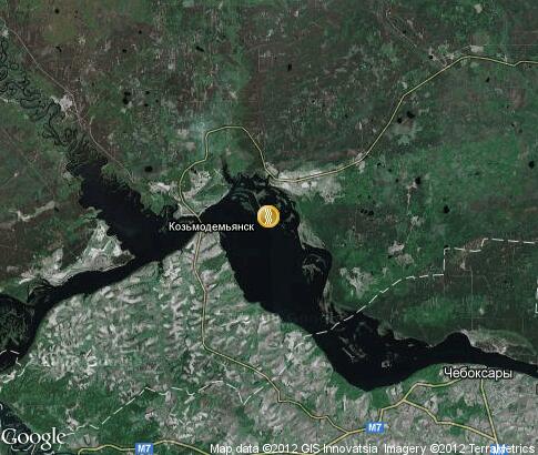 map: Volga River in Mari El Republic