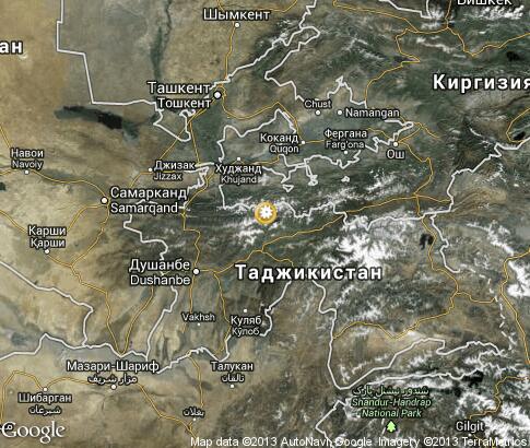 map: Winter in Tajikistan