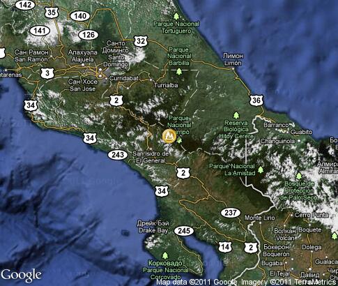 map: Volcanoes Costa Rica